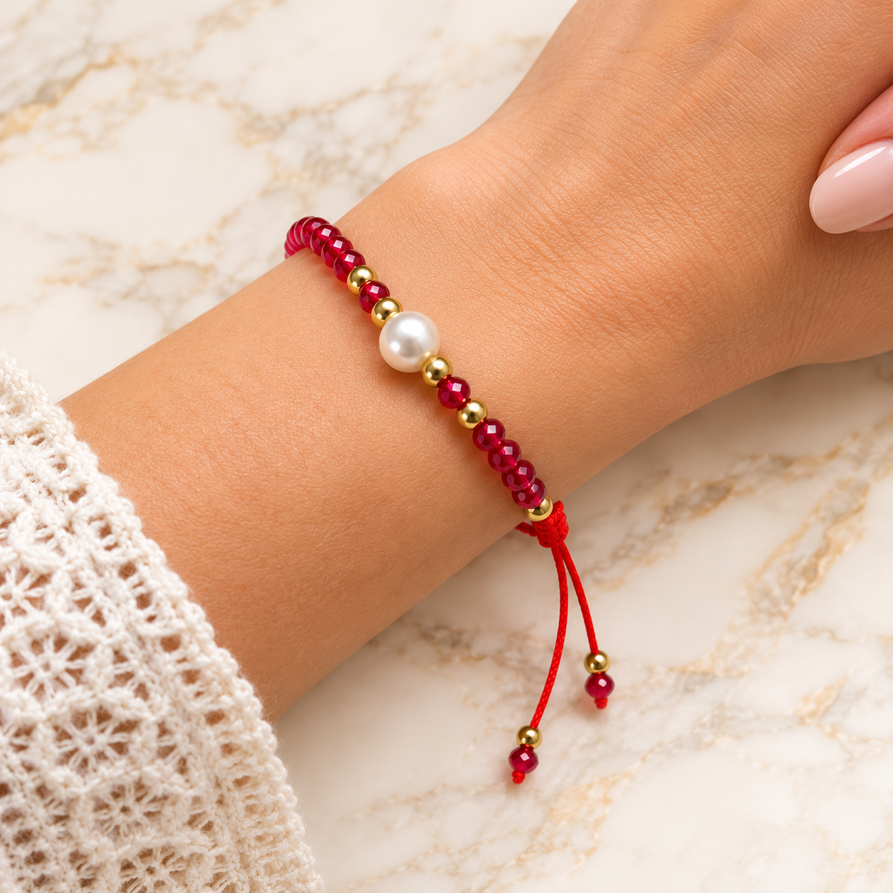 Pulsera de Cristal con Perla Natural