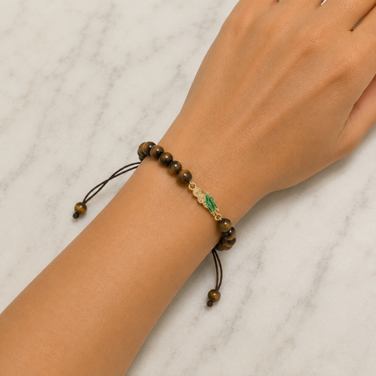 Pulsera de Ojo de Tigre con San Judas Tadeo