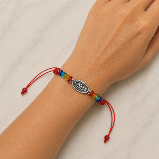 Pulsera de Cristales 7 Chakras con Virgen de Guadalupe
